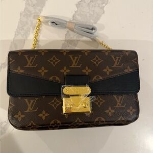 Canal street Brown Monogram Crossbody Bag with Black Trim